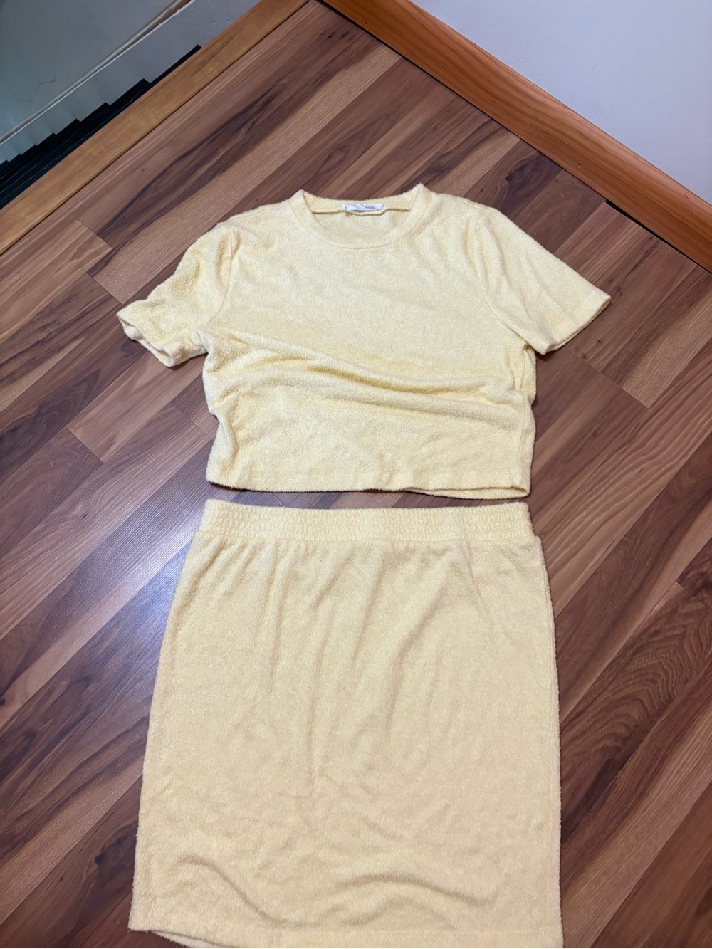 Double Zero Pale Yellow Knit Skirt Set